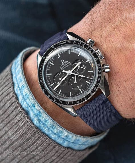 omega speedmaster blue rubber strap|omega speedmaster leather strap price.